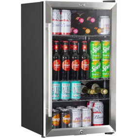 85L Under Counter Wine Drinks Fridge Cooler - Glass Front Stainless Steel