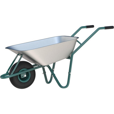 85L Wheelbarrow Heavy Duty Galvanised Home Garden Metal Cart Pneumatic Tyre
