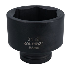 85mm 1in Drive Deep Metric Impact Impacted Socket 6 Sided Point Single Hex