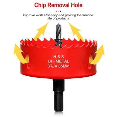 85mm Hole Saws Cutter, HSS BiMetal Drill Bit for Wood, Plastic, UPVC ...