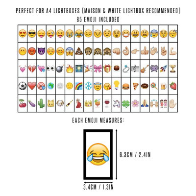 85pc Emoji Booster Pack for A4 Lightbox