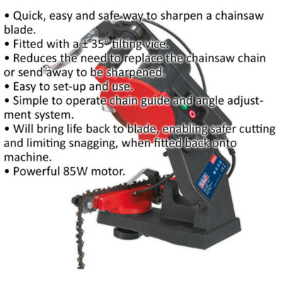 85W Chainsaw Blade Sharpener - 4800 RPM - Chain Guide & Angle Adjustment