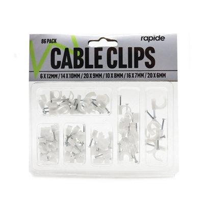 86 Pack Cable Clips with Nails Assorted Sizes, Wire Cable Management Clips