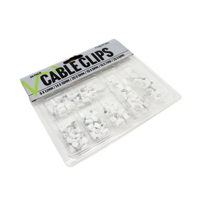 86 Pack Cable Clips with Nails Assorted Sizes, Wire Cable Management Clips