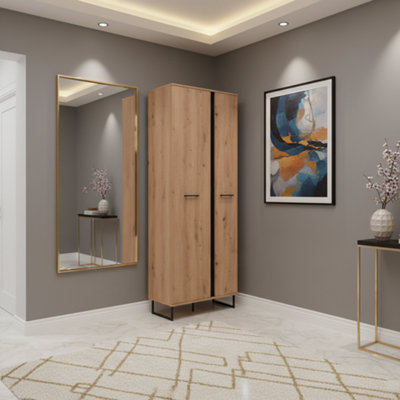 Amos Mann Furniture Sardinia Artisan Oak Tall Shallow Narrow 70.5Cm Slim Wardrobe from B&Q
