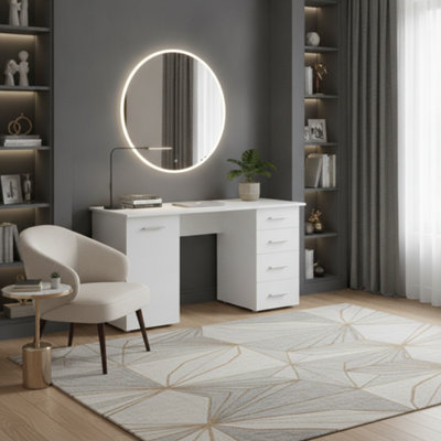 B&Q -  Munik White Office Study Computer Desk With Storage Drawers And Cupboard