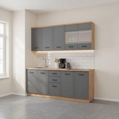 Amos Mann Furniture Oliver 200Cm Graphite Grey Flat Pack Kitchen Units from B&Q