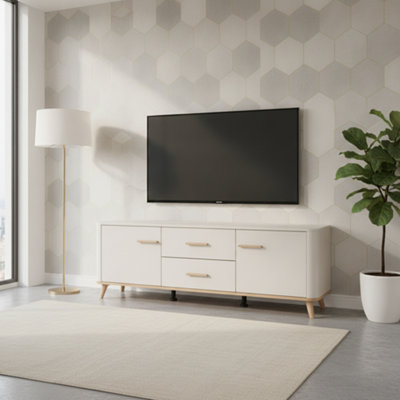 B&Q -  Darwen Cashmere And Oak Effect 2 Door 154Cm Tv Cabinet Unit