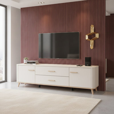 B&Q -  Darwen Cashmere And Oak Effect Large Wide 180Cm Tv Cabinet Unit