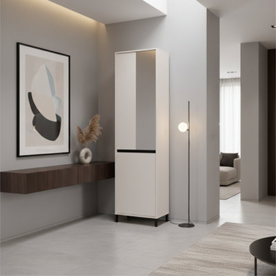 Amos Mann Furniture Arran Cashmere Taupe Slim Narrow Shallow Depth 54.5Cm Wardrobe For Small Spaces from B&Q