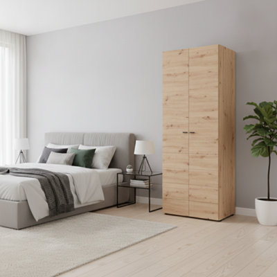 B&Q -  Nevis Oak Effect Narrow 2 Door Space-Saving 78.5Cm Wide Wardrobe