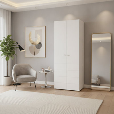 B&Q -  Nevis White Narrow 2 Door Space-Saving 78.5Cm Wardrobe