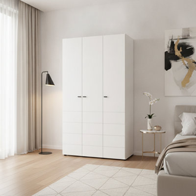 B&Q -  Nevis White Narrow 3 Door Space-Saving 117Cm Wardrobe