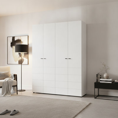 B&Q -  Nevis White Narrow 4 Door Space-Saving 155Cm Wardrobe
