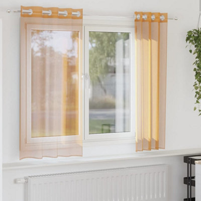 Berkfield Voile Curtains With Grommets 2 Pcs Orange 140X175 Cm from B&Q