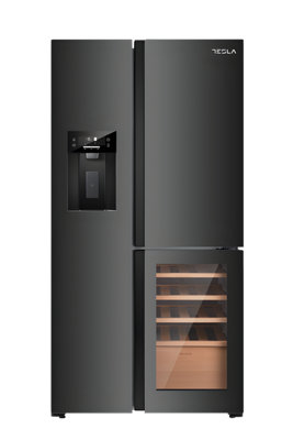 Tesla T530TdbgBlack American Fridge Freezer529LE Energy Rating from B&Q