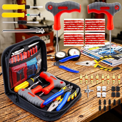 Tyre Puncture Repair Kit Tubeless Tire Plug Tool Set Car Motorcycle Van