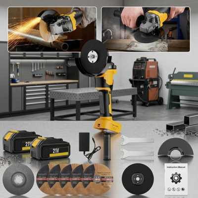  - Cordless Angle Grinder 125mm Brushless 21VElectric Cutting And Grinding Tool With Side Handle