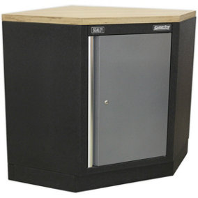865mm Modular Corner Floor Cabinet - Adjustable Shelf - Lockable Door - 2 Keys