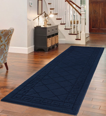 Smart Living Heavy Duty Machine Washable Runner For HallwayKitchen Non Slip Floor MatsDoor Mat 80Cm X 300CmNavy from B&Q