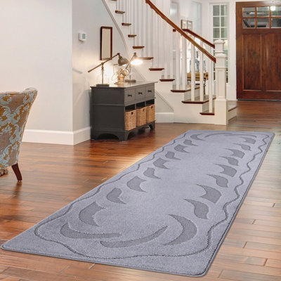 B&Q Smart Living Heavy Duty Machine Washable Runner For Hallway, Kitchen Non Slip Floor Mats, Door Mat 60Cm X 110Cm - Dark/Grey