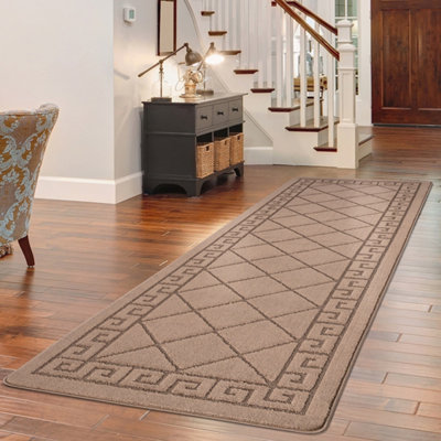 B&Q Beige Smart Living Heavy Duty Machine Washable Runner For Hallway, Kitchen Non Slip Floor Mats, Door Mat X 220Cm 60Cm