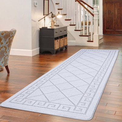 B&Q Silver Smart Living Heavy Duty Machine Washable Runner For Hallway, Kitchen Non Slip Floor Mats, Door Mat X 150Cm 80Cm
