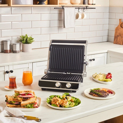 Karaca Nova Grill 6-Slice Capacity Stainless Steel Contact Grill And Sandwich Toaster With Timer2000WInox from B&Q
