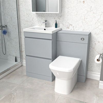 Nes Home Freestanding Matte Grey 500mm 2 Drawers VanityWc Unit & Btw Toilet from B&Q