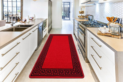  - Smart Living Heavy Duty Machine Washable Runner For HallwayKitchen Non Slip Floor MatsDoor Mat 40Cm X 60CmRed Black
