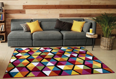 B&Q Smart Living Modern Thick Soft Carved Area Rug, Living Room Carpet, Kitchen Floor, Bedroom Soft Rugs 60Cm X 110Cm - Hexagon