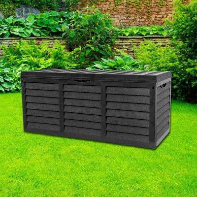 Gr8 Garden 320L Black Plastic Storage Box - Wooden Fence Panel Effect - Extra Large - Image 5