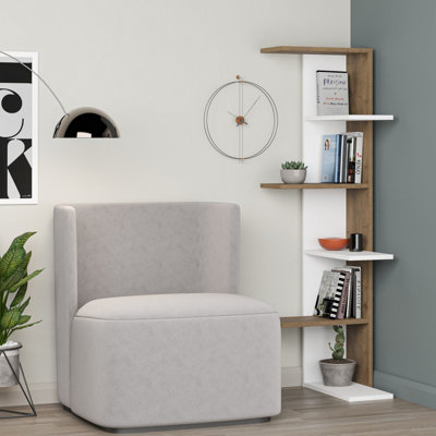 Decortie - Corner Display Unit - 5 Tier - Medium - White/Dark Oak Effect - Image 4