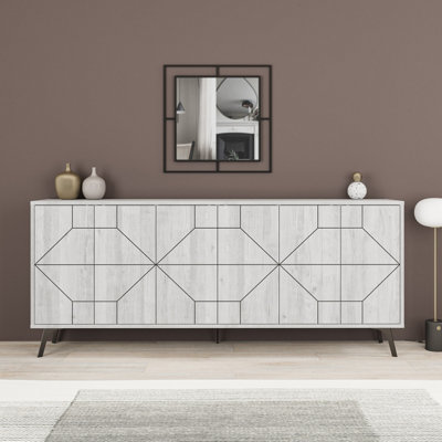 Decortie Dune 6 Door Sideboard - Ancient White - Metal Legs - Image 4