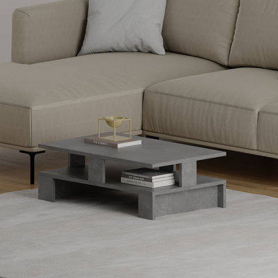 Decortie Mansu Modern Low Coffee Table 80Cm Multipurpose Retro Grey Living Room H 27.5Cm
