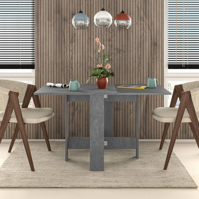 Decortie Artemio Foldable Table Retro Rectangular Engineered Wood Folding Table 130(W)X76(D)X73.4(H)Cm Kitchen Dining Room Grey