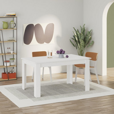 B&Q -  Tolmen White Dining Table 4-6 Seater Rectangular Extendable 120-160Cm Modern Kitchen Table
