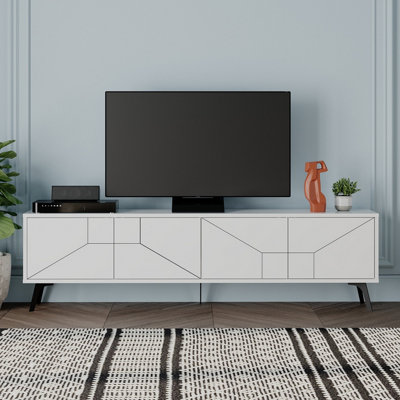B&Q -  Dune Modern Tv Unit Multimedia Centre With Storage Stylish Tv Cabinet 65" Tvs White 180Cm