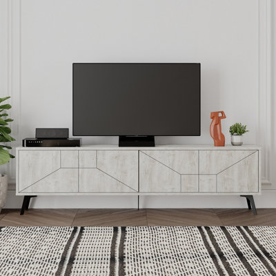 B&Q -  Dune Modern Tv Unit Multimedia Centre With Storage Stylish Tv Cabinet 65" Tvs Ancient White 180Cm