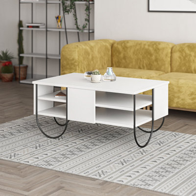 Decortie Norfolk Modern Coffee Table 94Cm Multipurpose White Living Room H 43.6Cm