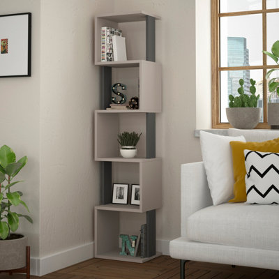 Decortie Grey/Anthracite Piri Modern Bookcase Display Unit Mocha Tall 161Cm
