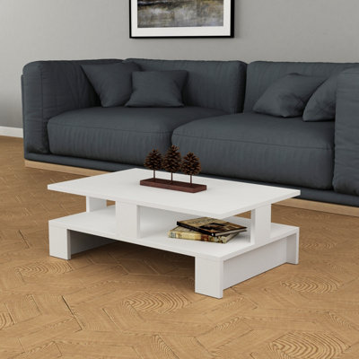 Decortie Mansu Modern Coffee Table White Multipurpose  H 27.5Cm