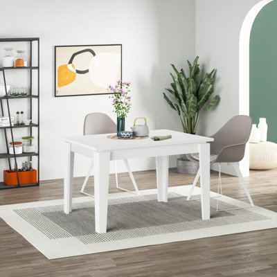 B&Q -  Tolmen Dining Table Rectangular Extendable Table For 4 Seater Contemporary Kitchen Table 120Wcm Living RoomWhite