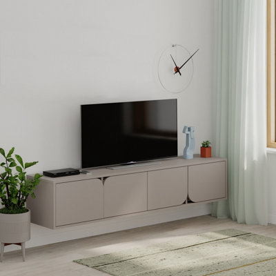 Decortie Spark Modern Tv Unit Multimedia Centre With Storage Cabinet Mocha 180Cm Width Grey