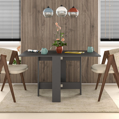 Decortie Artemio Foldable Table Rectangular Engineered Wood Folding Table 130(W)X76(D)X73.4(H)Cm Kitchen Dining Room Anthracite