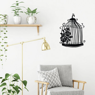  - Decortie Modern Metal Wall Art Cage Home Ornament Decorative Minimalist Design Hanging Wall SculptureBlack