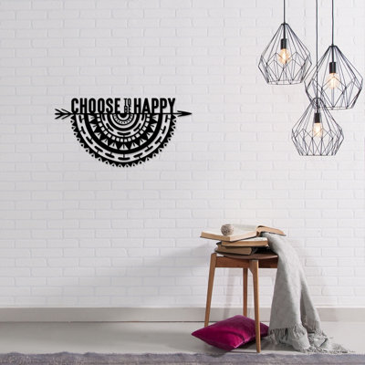B&Q Black Decortie Modern Metal Wall Art "Choose To Be" Home Ornament Decorative Minimalist Design Hanging Wall Sculpture,