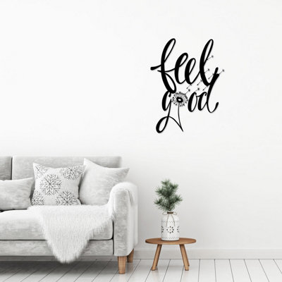 Decortie Black Metal Wall Art - Minimalist Modern 'Feel Good' Design - 60x47cm - Image 5