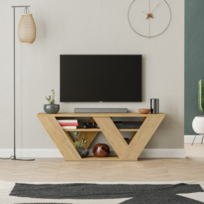 Decortie Pipralla Modern Tv Stand Unit With Shelves For Up To 43" Tvs Oak 110Cm from B&Q