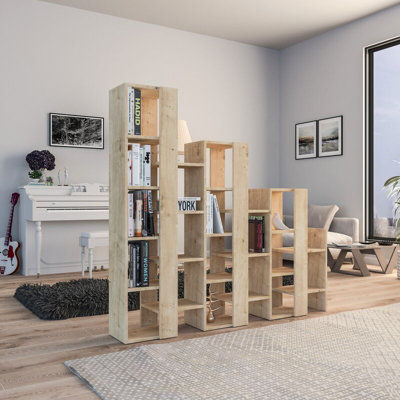 B&Q -  Lift Separator Modern Bookcase Display Unit Room Separator Natural Oak Effect Tall 151Cm